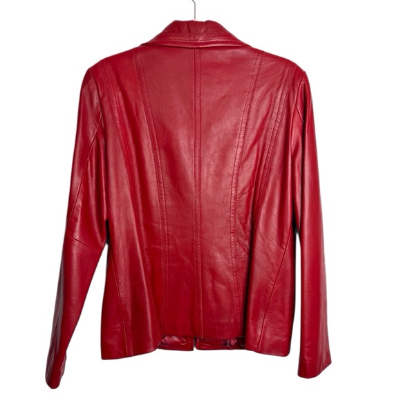 90s Y2K JNY Red Leather Jacket - Picture 3 of 5
